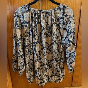 Michael Kors Black Tunic with Gold and Cream Paisley